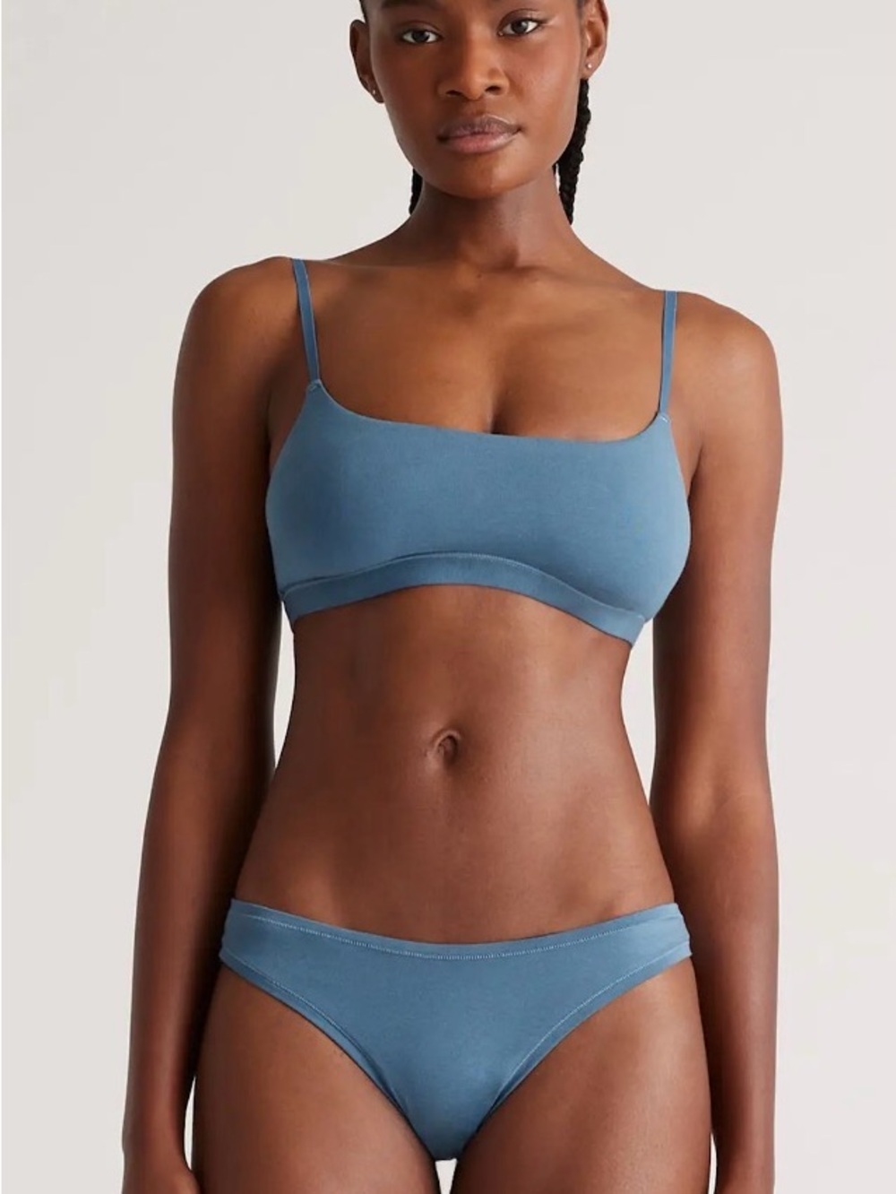 Quince Dark Green Ribbed Scoop Bralette